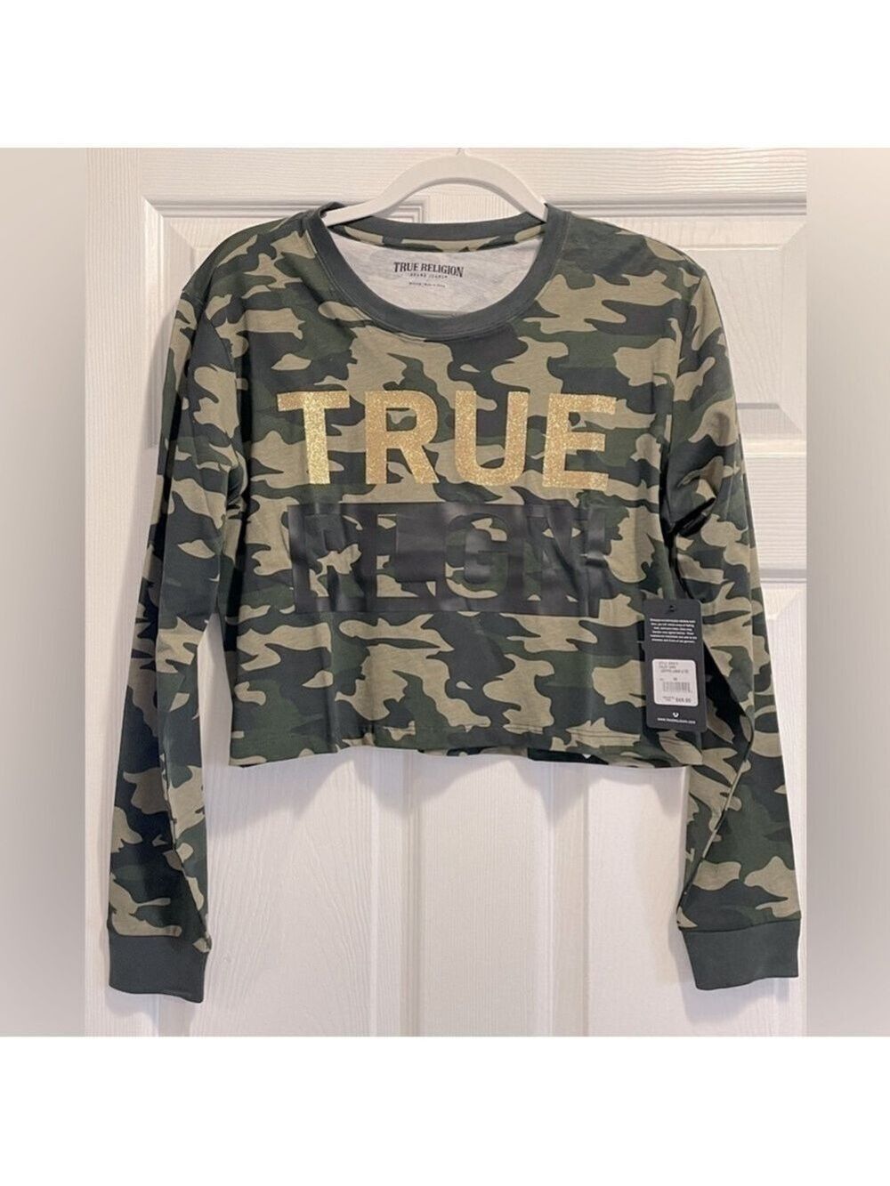 NWT True Religion Logo Long Sleeve
Tee Cropped Lamar Camo Shirt XS